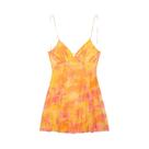 Vestido Feminino De Verão Com Decote V E Costas Abertas Em Seda E Tule, Elegante, Com Estampa