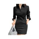 Vestido Feminino De Verão Com Manga Comprida VONDA Elegante, Cor Sólida, Casual, Solto, Com Botões,