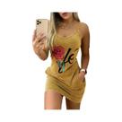 Vestido Feminino De Verão Sem Mangas Com Estampa 3D De Rosas, Alças Finas E Ajuste Slim