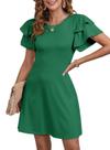 Vestido feminino Dokotoo, linho de verão, primavera 2025, verde com babados Vestido feminino Dokotoo, linho de verão, primavera 2025, verde com babados