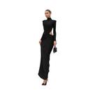 Vestido Feminino Elegante De Gola Alta Com Cintura Franzida, Manga Longa, Design Vazado, Estilo Vestido Feminino Elegante De Gola Alta Com Cintura Franzida, Manga Longa, Design Vazado, Estilo