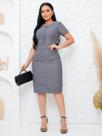 Vestido Feminino Elegante de Tweed Manga Curta Social Trabalho Festa Convidada Cor:PretoTamanho:G