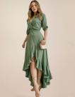 Vestido Feminino Elegante Midi Mullet Com Babado