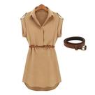 Vestido Feminino Elegante Retrô De Cor Sólida, Sem Mangas, Casual Com Cinto, Moda De Verão Vestido Feminino Elegante Retrô De Cor Sólida, Sem Mangas, Casual Com Cinto, Moda De Verão