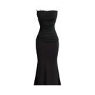 Vestido Feminino Elegante Sem Mangas Com Detalhes Franzidos, Cor Sólida, Para Festas De Verão E Vestido Feminino Elegante Sem Mangas Com Detalhes Franzidos, Cor Sólida, Para Festas De Verão E