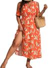 Vestido feminino Floerns plus size com estampa tropical de ombro frio