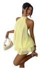 Vestido feminino FOTKLAX Mini sem encosto Halter Flowy Summer Yellow