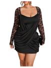 Vestido feminino GORGLITTER plus size de renda Bodycon preto