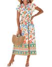 Vestido feminino Grace Karin, casual, de verão, com estampa floral boho
