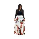 Vestido Feminino Grande Com Estampa Floral, Manga Curta, Estilo Europeu-Americano 2024