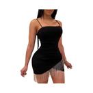 Vestido Feminino Hot Com Franjas De Diamantes 2024 Estilo Europeu Para Balada, Vestido Justo Com