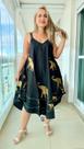 Vestido Feminino Indiano Alça c/ Regulagem e Bolsos Trapézio Plus Size-cod.090A