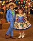 Vestido Feminino Infantil de Festa Junina Candinha Com Bolsinha