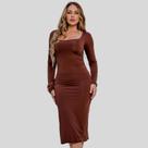 Vestido Feminino Inverno Suplex com Decote nas Costas/Frente Moda Elegante