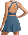 Vestido Feminino JAFINSY para Treino de Tênis com Shorts Embutidos Azul