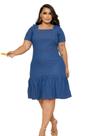 Vestido Feminino Jeans Claro com Elastano Plus Size Elegante