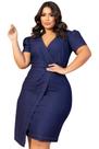 Vestido Feminino Jeans com Elastano Plus Size com Mangas Vestido Feminino Jeans com Elastano Plus Size com Mangas