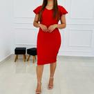 Vestido Feminino Justo Midi Manga Curta Gode Moda Evangélica