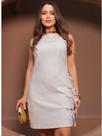 Vestido Feminino Linho Elegante Com Detalhes Em Laços