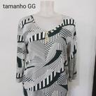 Vestido feminino longo com formas cor preto/branco tam gg