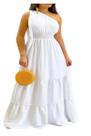 Vestido Feminino Longo De Um Ombro Só Plus Size