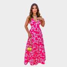 Vestido Feminino Longo Elegante Festa Floral Soltinho Verão Primavera Babados Alcinha com decote