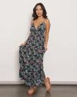 Vestido feminino longo estampado tamanho G tecido viscose cor cinza