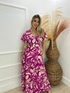 Vestido feminino longo estampado tamanho G tecido viscose cor lilas