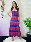 Vestido feminino longo estampado tamanho G tecido viscose cor roxo