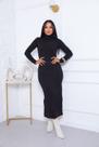 Vestido Feminino Longo Gola alta Canelado frio ribana com Fenda Lateral e Manga Longa Elegância e Conforto inverno
