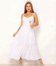 Vestido Feminino Longo Soltinho Viscose Poa Bolinha Alcinha