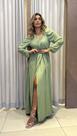 Vestido Feminino Longo verde oliva, com detalhe de abertura