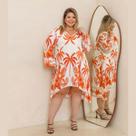Vestido Feminino Manga 3/4 Chamise Gola V Plus Size