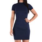 Vestido Feminino Manga Curta Malha Canelada Moda Casual Mid Vestido Feminino Manga Curta Malha Canelada Moda Casual Mid