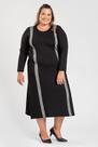 Vestido Feminino Manga Longa Plus Size Moletinho Faixa Contraste - Serena Vestido Feminino Manga Longa Plus Size Moletinho Faixa Contraste - Serena
