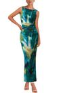 Vestido feminino MASCOMODA Bodycon, malha floral de verão, verde maxi