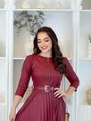 Vestido Feminino material sintético Plissado Midi Terra Prometida