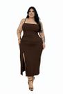 Vestido Feminino Mid Plus Size com Fenda e Alça Para Todas As Ocasiôes
