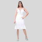 Vestido feminino midi babado alcinha branco