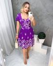 Vestido Feminino Midi Curto Estampado manga flare luxo elegante
