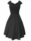 Vestido Feminino Midi Decote Princesa Preto Vestido Feminino Midi Decote Princesa Preto
