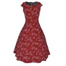 Vestido Feminino Midi Godê Bordô Estampado