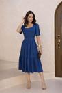 Vestido Feminino Midi Liso manga flare luxo elegante