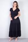 Vestido feminino midi manga curta decote v 51470