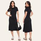 Vestido Feminino Midi Moda Blogueira Algodão Vestido Feminino Midi Moda Blogueira Algodão