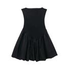 Vestido Feminino Mini Retalhos com Manga Puff - Alças Finas e Decote em V