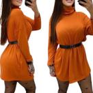 Vestido Feminino Moda Inverno Curto Plus Size Poncho Gola Alta Vestido Feminino Moda Inverno Curto Plus Size Poncho Gola Alta