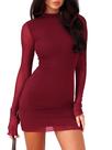 Vestido feminino OZICERD, manga comprida, Bodycon, mini, de malha vermelha, tamanho M Vestido feminino OZICERD, manga comprida, Bodycon, mini, de malha vermelha, tamanho M