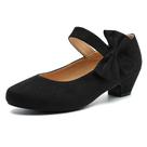 Vestido feminino Peijely, salto baixo, laço, camurça preta