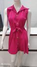 Vestido feminino pink estilo alfaiataria fina com botões -Tamanho M